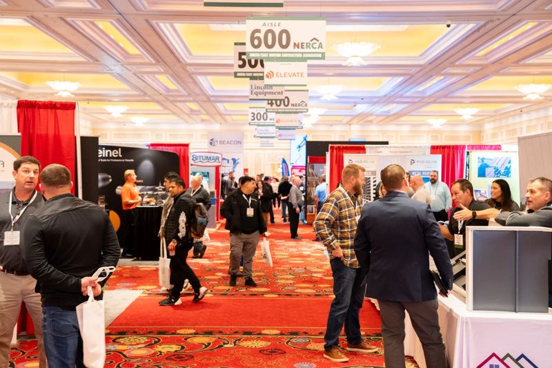Trade show aisle at Encore Boston Harbor during the NERCA convention